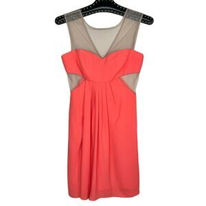 BCBGMAXAZRIA Coral Sleeveless Pleated Sheer Dress 2P NWOT